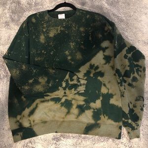 Navy Green Tie Dye Crewneck
